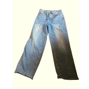 Bamboo Jeans Womens High Waisted Wide Leg Medium Wash Denim Pants Size 15